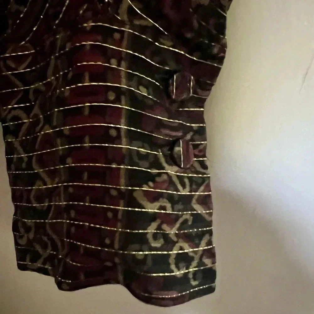 Frame Paisley Metallic‎ Silk Long Sleeve Mini Dress Size Small